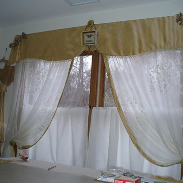 Edwardian Valance yellow stripe silk sewing room