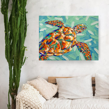 'Carnival Tortuga' Wrapped Canvas Coastal Wall Art