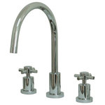 Kingston Brass - Kingston Brass KS8721DXLS Widespread Kitchen Faucet, Polished Chrome - Kingston Brass KS8721DXLS Widespread Kitchen Faucet, Polished ChromeThis faucet boasts bold, sleek design with its cylindrical styling. Able to fit a variety of sink set-ups, widespread kitchen faucets can be utilized in several multi-hole configurations. These are ideal for larger kitchens, as they are more spread apart, and feature a 3-hole installation. The polished chrome finish will also add a glistening elegance to your kitchen ensemble. Allow the brass construction to provide a sturdy and reliant fixture. Matching accessories are available for use.Product Dimension : 11.5"L x 7.88"W x 2.19"H, Item Weight (lbs) : 6.21