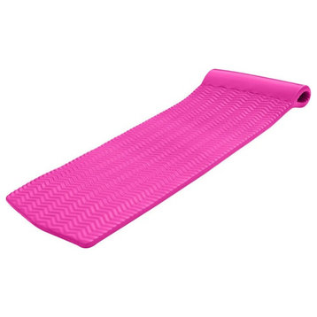 74" Pink Floating Foam Swimming Pool Mattress Lounger with Head Rest