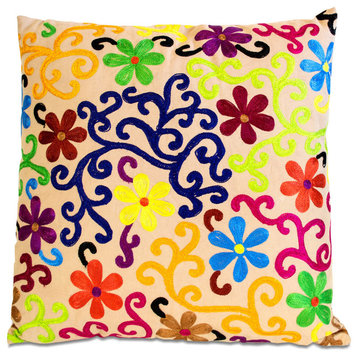Daisy Friends Embroidered Pillow