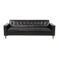Sleek Leather Sofas Houzz Karl Eleanor Midcentury Modern Aniline Leather Sofa Black Sofas