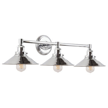 Andante 3 Light Industrial Wall Sconce with LED Bulbs, Polished Chrome