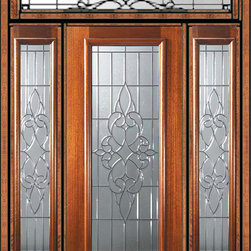 Prehung Sidelites-Transom Door 80 Wood Mahogany Courtlandt Full Lite - Front Doors