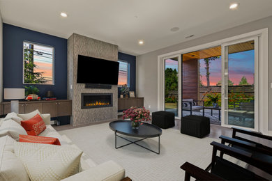 Example of a transitional living room design in Atlanta