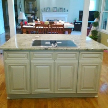 SIENNA BEIGE Granite on Medium colored wood cabinets 4 9 13