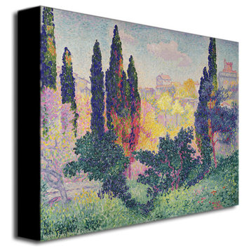 'The Cypresses at Cagnes' Canvas Art by Henri Edmond Cross
