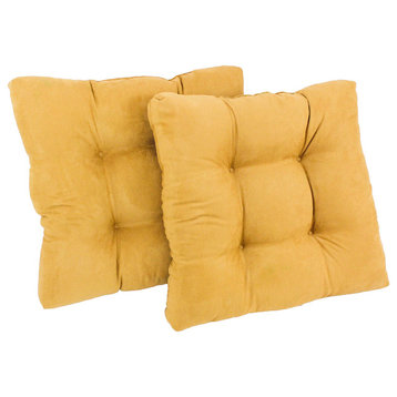 19" Squared Microsuede Tufted Dining Chair Cushion, Set of 2, Lemon
