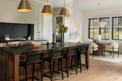 Living room - large transitional formal and open concept light wood floor and brown floor living room idea in Philadelphia