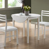 White 3Pcs Dining Set with A 36in.Dia Drop Leaf Table