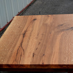 Live Edge White Oak Coffee Table with Curved Walnut Frame - Coffee Tables