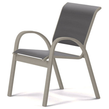 Aruba II Sling Cafe Chair, Textured Warm Gray, Augustine Pewter