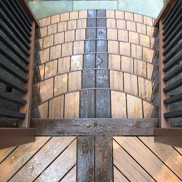 Deck and Stairs - Tiki Torch and Lava Rock TREX decking