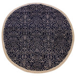 Bareen's Designer Rugs - Modern Abstract Caroline Blue/Lt. Gray Wool & Silk Round, 6'1 x 6'1 - Modern contemporary hand knotted rug made with luxurious wool is a refreshing addition to your decor. Mesmerizing Intricacy and delicate design showcases a brilliant assortment of colors with a soothing sheen making this rug a breathtaking addition to any decor. Breathtaking intricate design with mesmerizing Intricacy with pleasing color palette will enumerate another dimension to your decor.