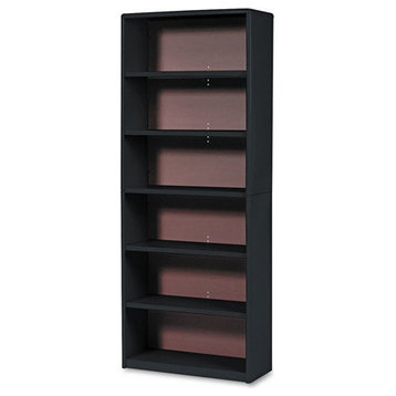 Safco Value Mate Series Metal Bookcase, 6-Shelf, 31-3/4"X13-1/2"X80", Black