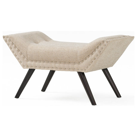 Hariata Contemporary Fabric Tufted Ottoman Bench, Beige