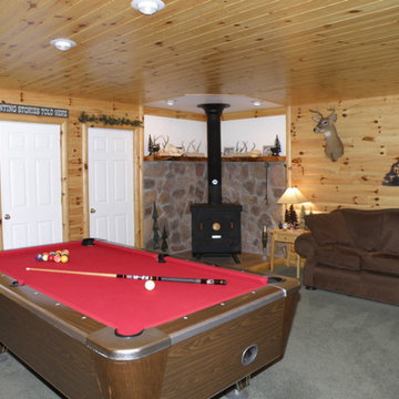 Quarter log, tongue and groove knotty pine