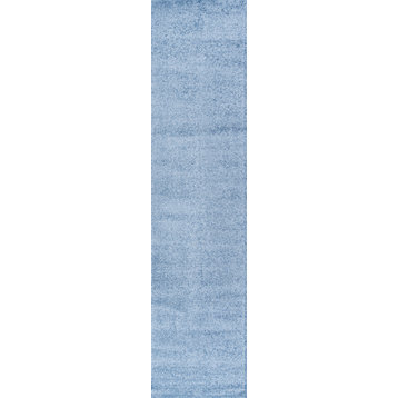 Haze Solid Low-Pile Runner Rug, Classic Blue, 2'x8'