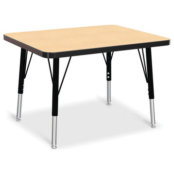 Berries Rectangle Student Desk -  24" X 30", E-height - Maple/Black/Black