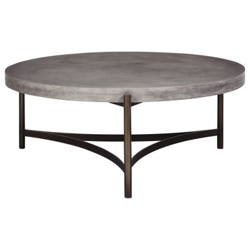 Lime Mid Century Modern Coffee Table in Grey Concrete with Metal