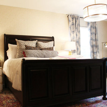 Pink and Blue Transitional Bedroom