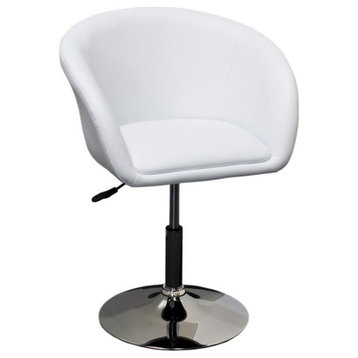 Bowery Hill Contemporary Faux Leather Adjustable Swivel Coffee Chair in White