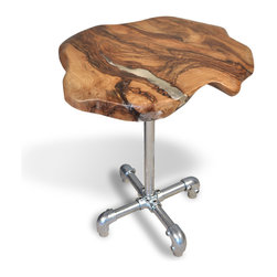 walnut, resin & scaffold console table - Console Tables