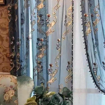 QYI221A Venus Embroidery Beautiful Flowers Custom Made Sheer