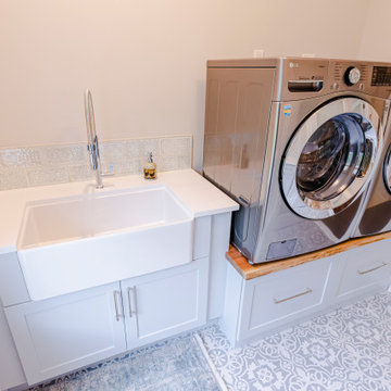 Laundry Room Utility Sink and Patterned Tile