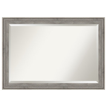 Regis Barnwood Grey Beveled Wood Wall Mirror 40.5 x 28.5 in.