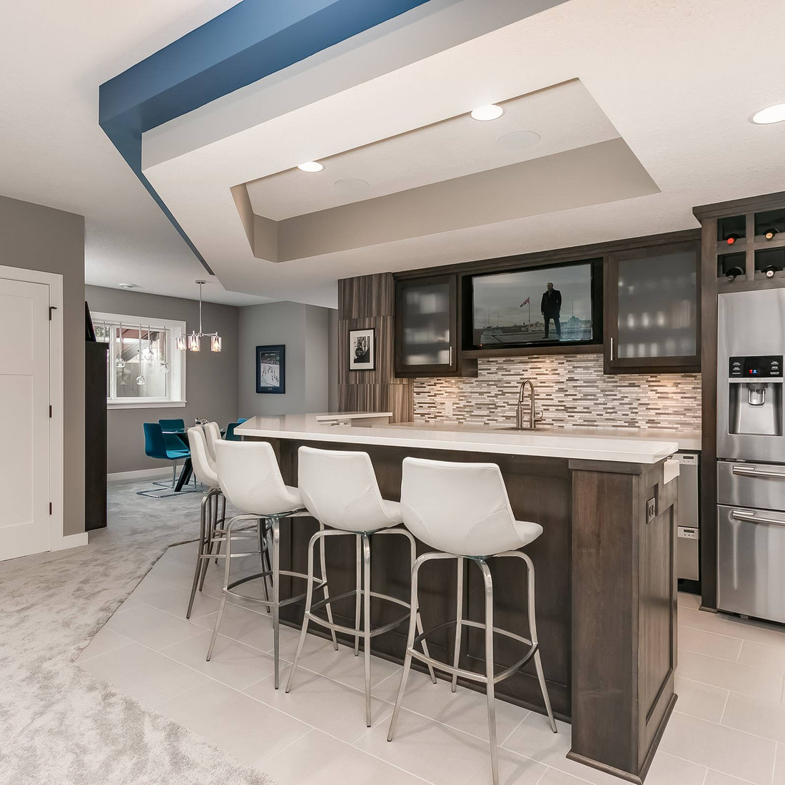 Basement Bar and Fridge