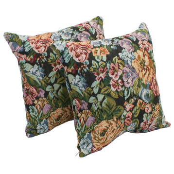 17" Tapestry Throw Pillows With Inserts, Set of 2, Potpourri Floral