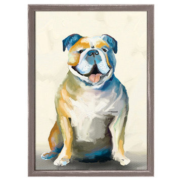 "Best Friend, Bulldog on Cream" Mini Framed Canvas by Cathy Walters