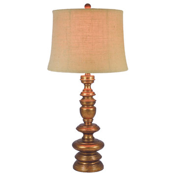Jaipur 31.5" Resin Baluster Table Lamp, Gold With Drum Shade