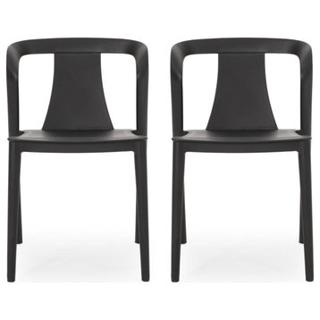 Xanth Outdoor Stacking Dining Chair, Set of 2, Black
