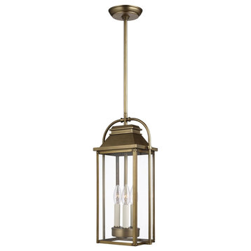 Feiss Wellsworth 3-Light Outdoor Lantern OL13209PDB, Painted Distressed Brass
