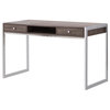 Benzara BM159132 Wooden Writing Desk With Electroplated Chrome Frame, Gray
