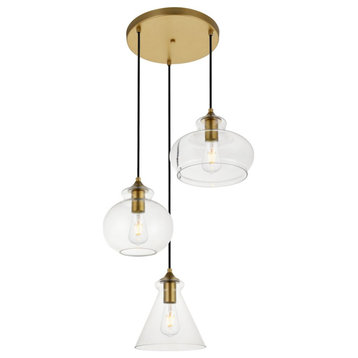 Midcentury Modern Chrome And Clear 3-Light Pendant
