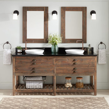 72" Benoist Reclaimed Wood Console Double Vanity For Semi-Recessed Sink - Gray W