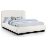 Meridian Furniture - Rigby Boucle Fabric Upholstered Bed, Cream, King, Black - Give your bedroom (and yourself) the royal treatment with this Rigby cream boucle fabric king bed. Wrapped in rich cream boucle fabric, its black finish fluted base exudes sophistication. Fully slatted, it eliminates the need for a box spring, offering modern convenience. With an art deco design that blends elegance and functionality, this bed promises to be the centerpiece of luxurious comfort. Treat yourself to a restful retreat where style meets substance, creating a haven for relaxation and rejuvenation.