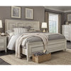 Beaumont Lane Farmhouse Wood King Panel Bed in Weathered White