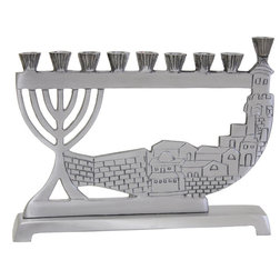 Contemporary Holiday Lighting Lamp Lighters Ultimate Judaica Candle Menorah, Pewter, 6"