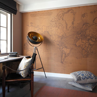 Photo of an industrial home office and library in London.
