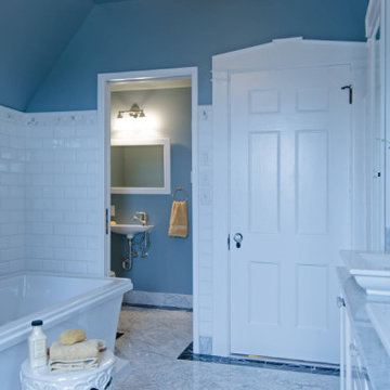 Elegant Blue & White Spa-Inspired Bathroom