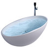 ADM Oval Freestanding Bathtub, Matte White, 66.1"