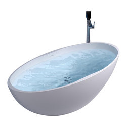 ADM Bathroom Design - ADM Oval Freestanding Bathtub, Matte White, 66.1" - Bathtubs