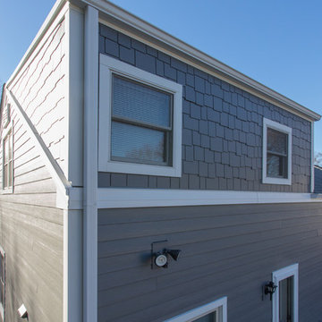 James Hardie Night Gray siding installation and a new roof in La Grange Illinois