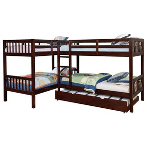 Maddox Twin L Shape Quadruple Bunk Bed, Maddox Twin Over Full Bunk Bed