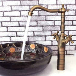 nnovative Design Taller Spout Deck Mount Antique Brass Finish Bathroom Sink Fauc - Products