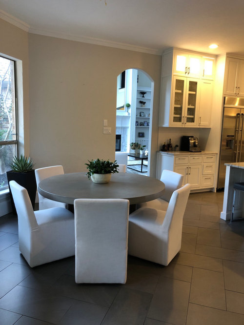 oversized chandelier over round table